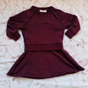 Tottini Toddler Girl Burgundy Sweatshirt Dress 2T Black Piped Stretch Cotton